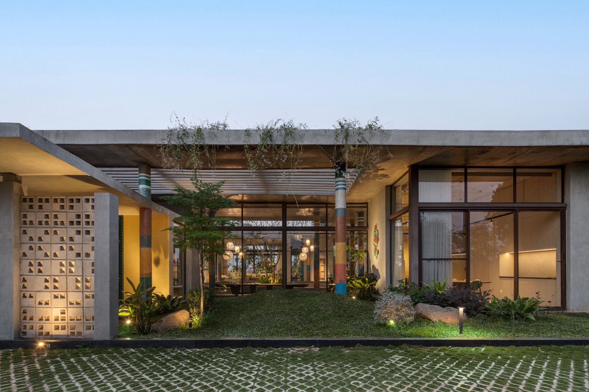 Exterior view of the architecture and landscape